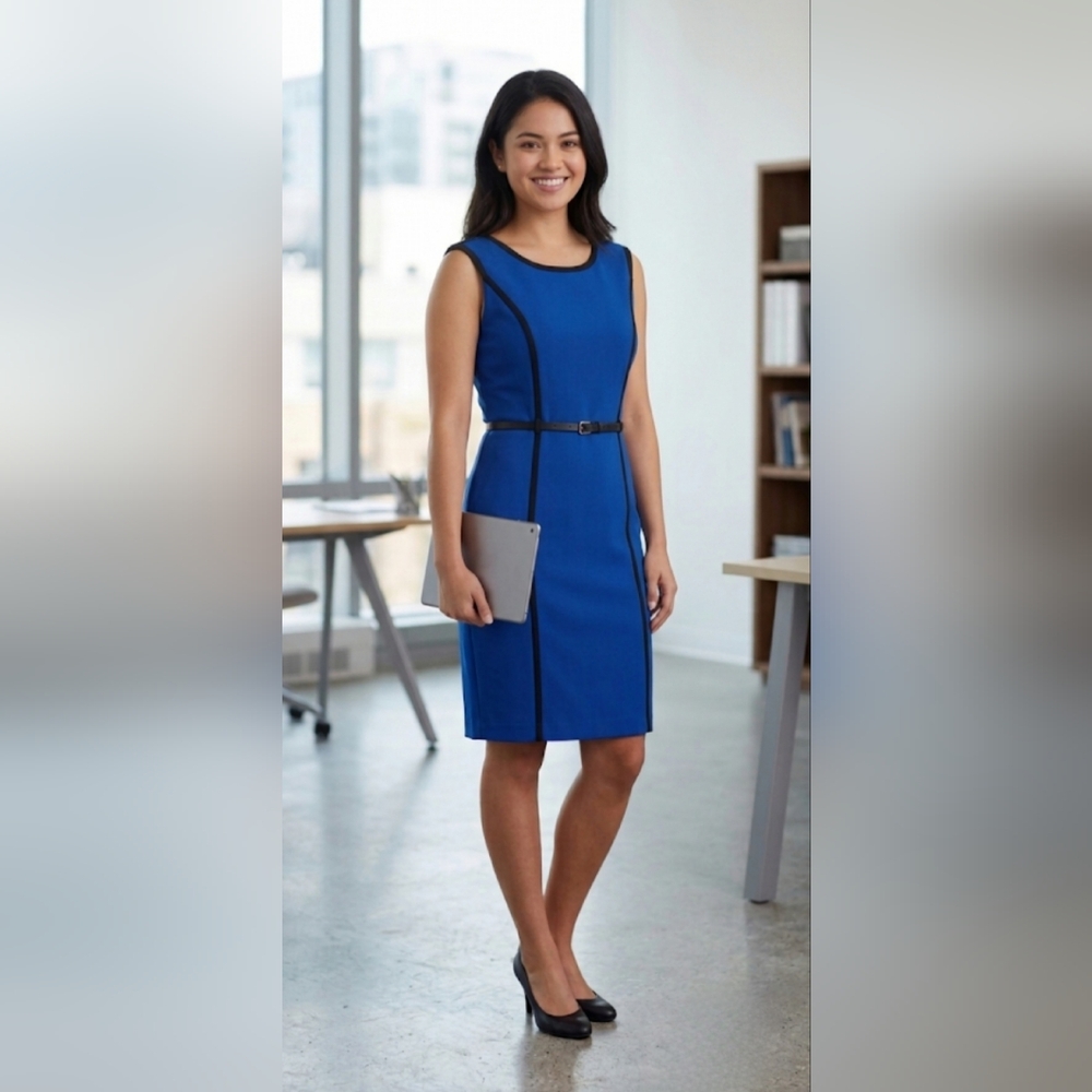 Elegant Blue and Black Mini Dress with belt size:14P